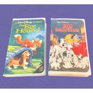 THE FOX AND THE HOUND & 101 DALMATIANS Classic Disney Movies VHS
